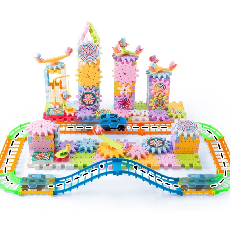 Electric Gear Track Building Block Park Toy Set - Lulliyo