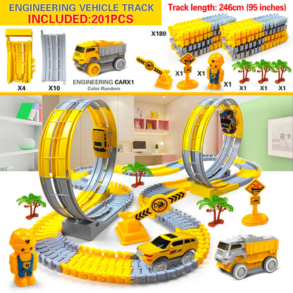 Flexible Electric Race Track Car Set For Kids