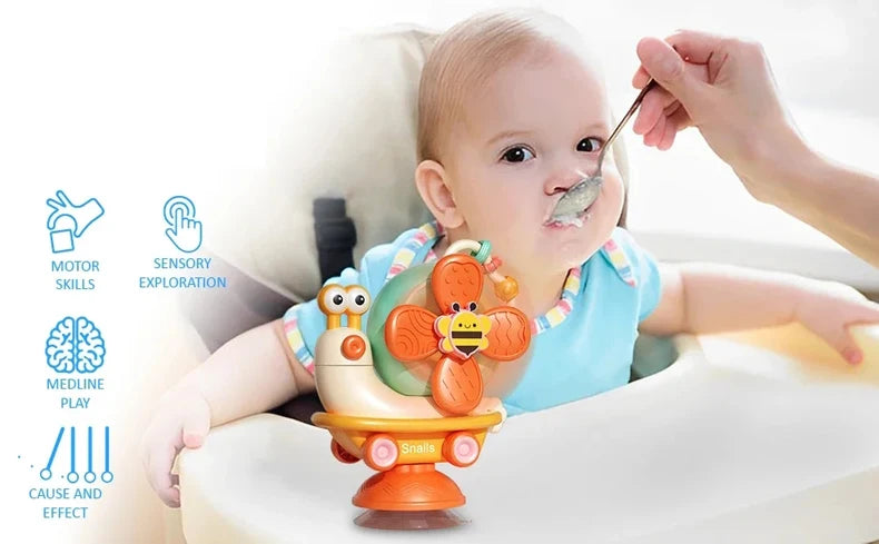Snail Suction Cup Spinner Toy – Sensory Travel Play - Lulliyo