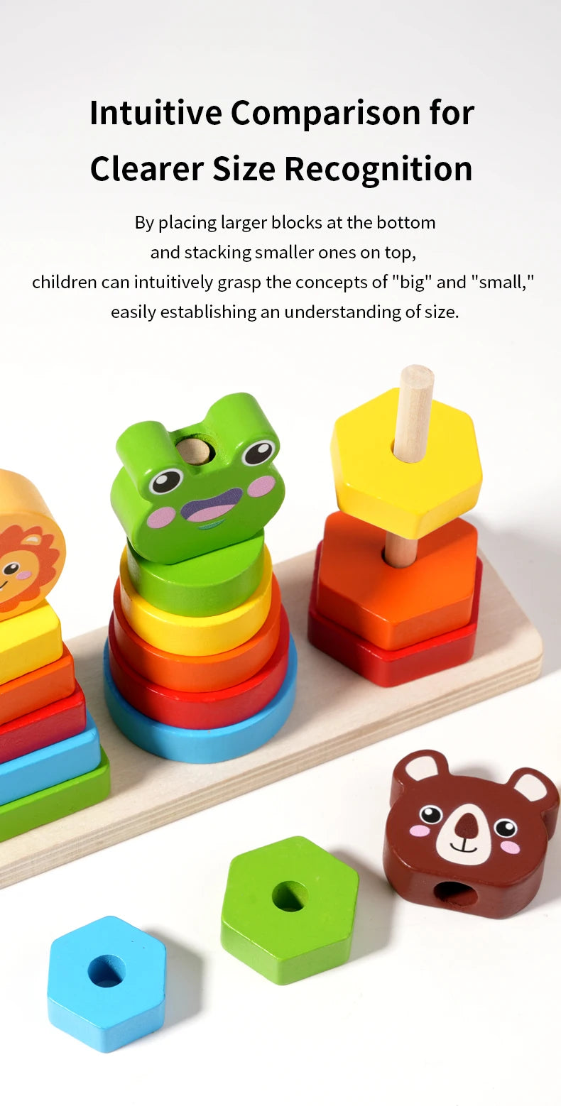 Wooden Rainbow Animal Stacking Toy – Montessori Learning - Lulliyo