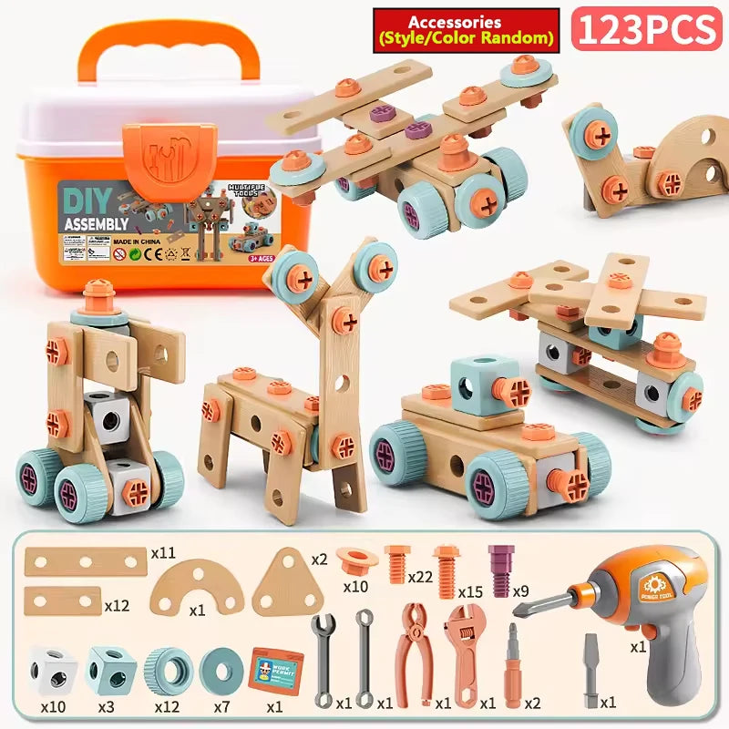 Kids Pretend Play Construction Tool Set With Drill - Lulliyo