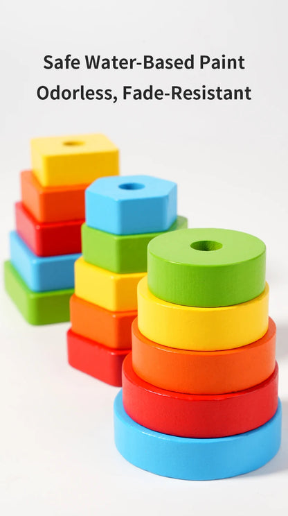 Wooden Rainbow Animal Stacking Toy – Montessori Learning - Lulliyo