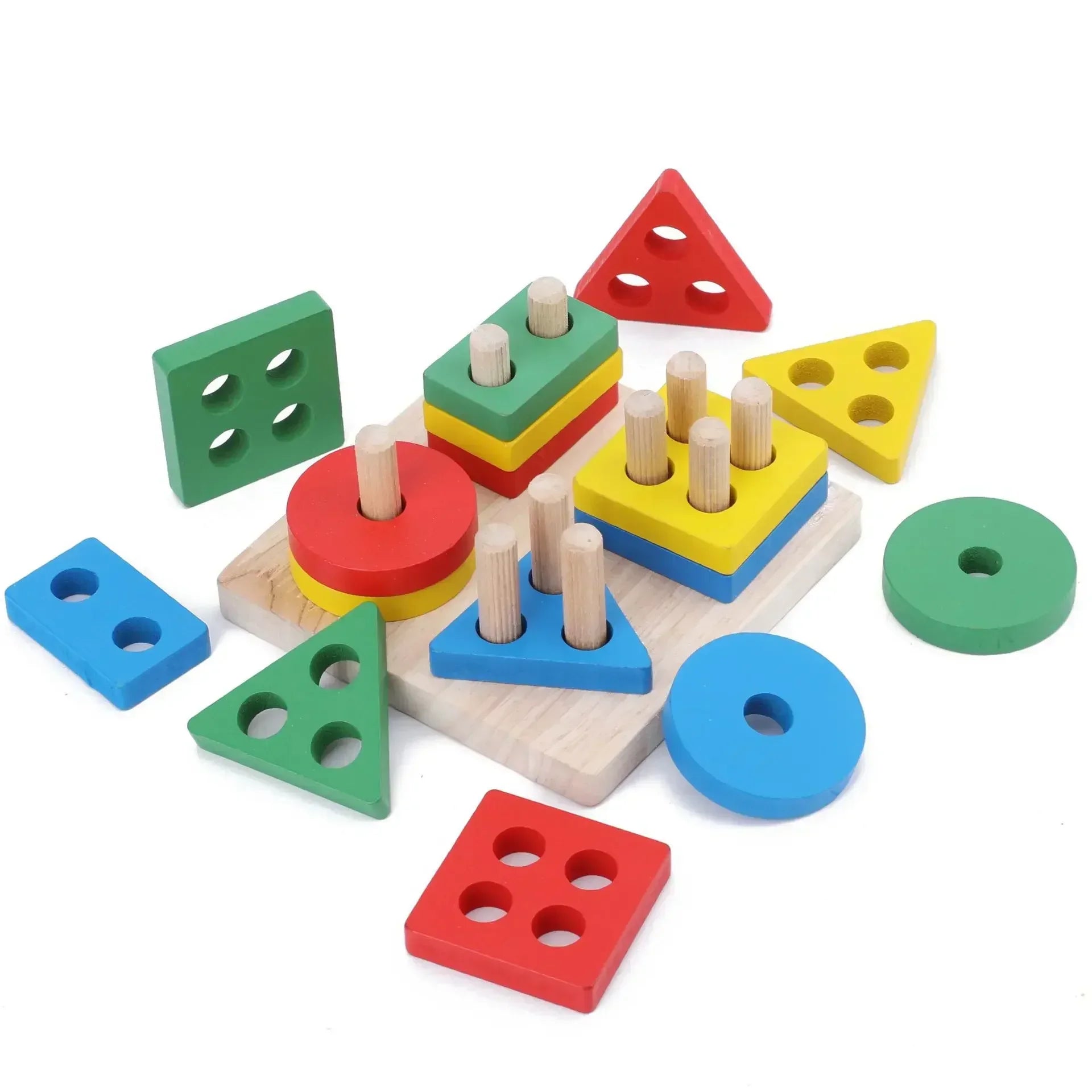 Montessori Wooden Color & Shape Matching Puzzle Toy - Lulliyo
