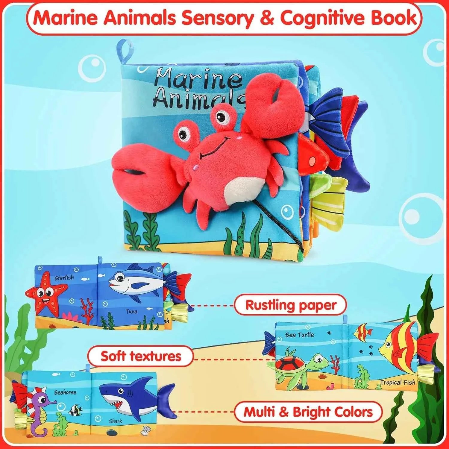 Cloth Early Learning Soft Crinkle Book - Babies 0-2