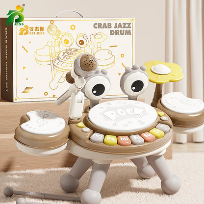 Kids 4-in-1 Piano Music Toy with Mic, Drums & Lights - Lulliyo