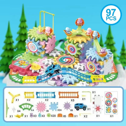 Electric Gear Track Building Block Park Toy Set - Lulliyo