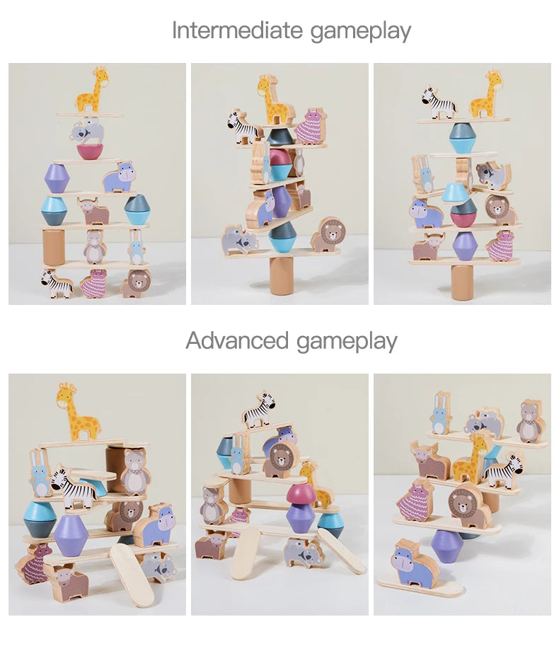 Wooden Animal Balance Blocks – Montessori Stacking Toy - Lulliyo