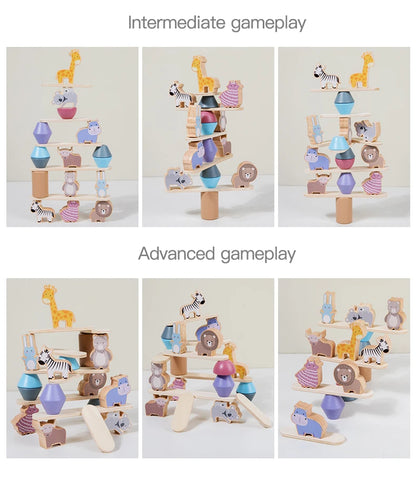 Wooden Animal Balance Blocks – Montessori Stacking Toy - Lulliyo