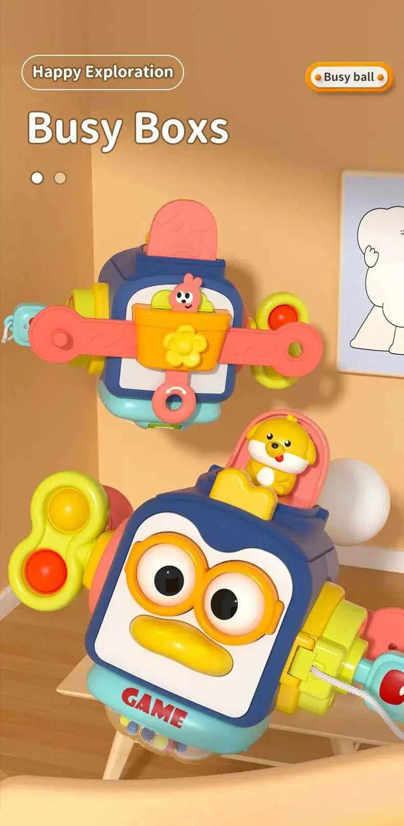 Montessori Baby Busy Cube Activity Toy