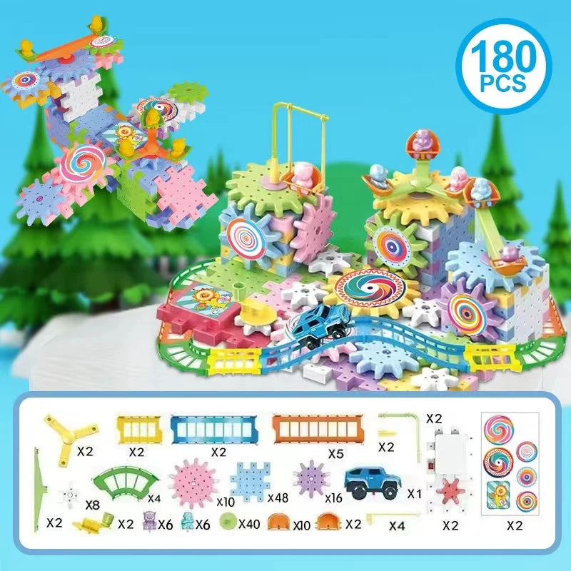 Electric Gear Track Building Block Park Toy Set - Lulliyo