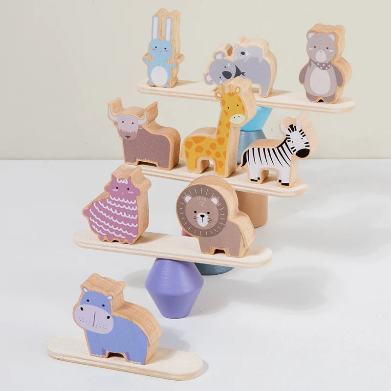 Wooden Animal Balance Blocks – Montessori Stacking Toy - Lulliyo