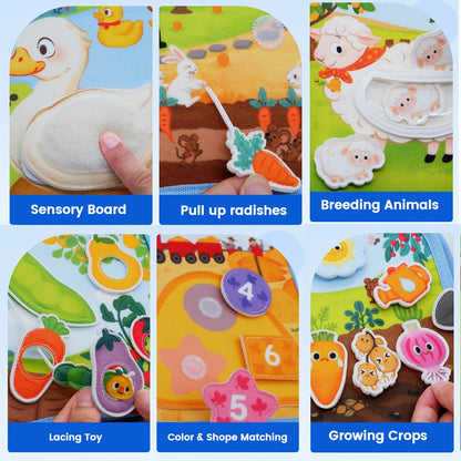 Farm Quiet Book Busy Board – Montessori Felt Activity Toy