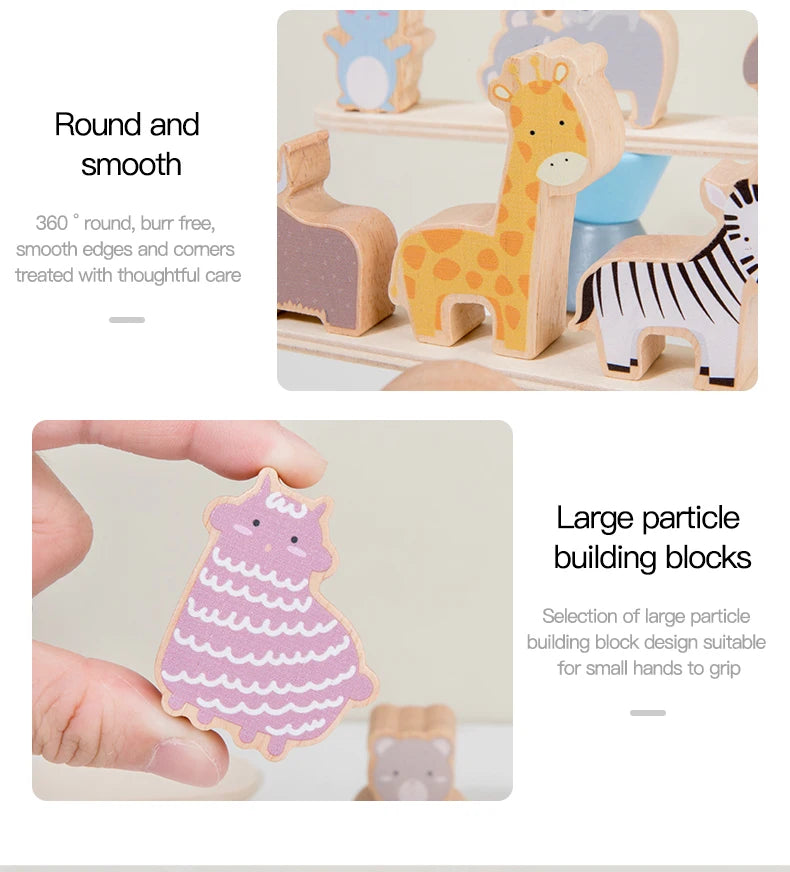 Wooden Animal Balance Blocks – Montessori Stacking Toy - Lulliyo