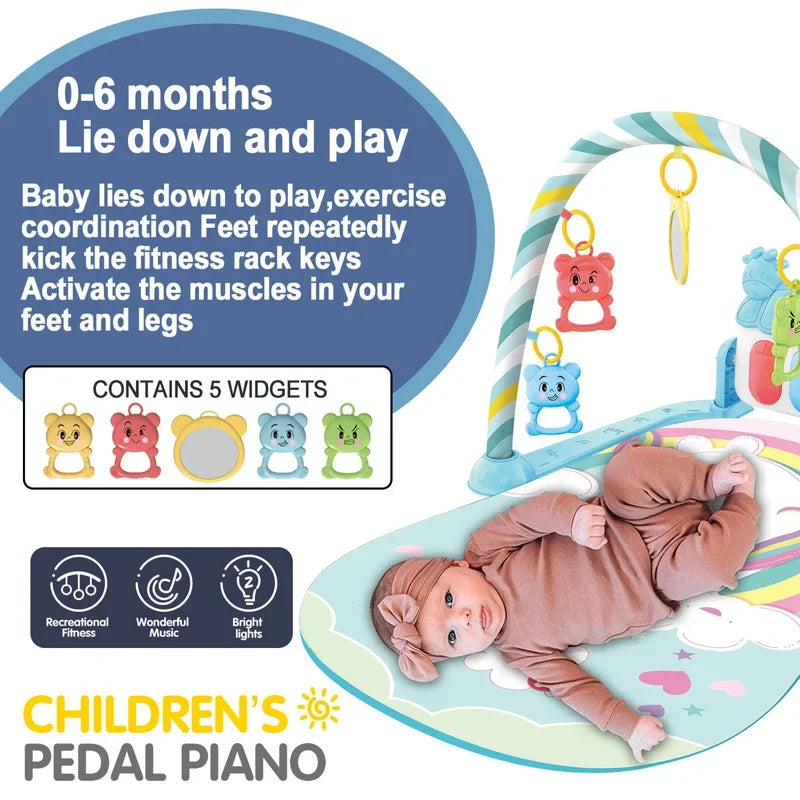 Musical Baby Play Gym Mat With Kick Piano - Lulliyo