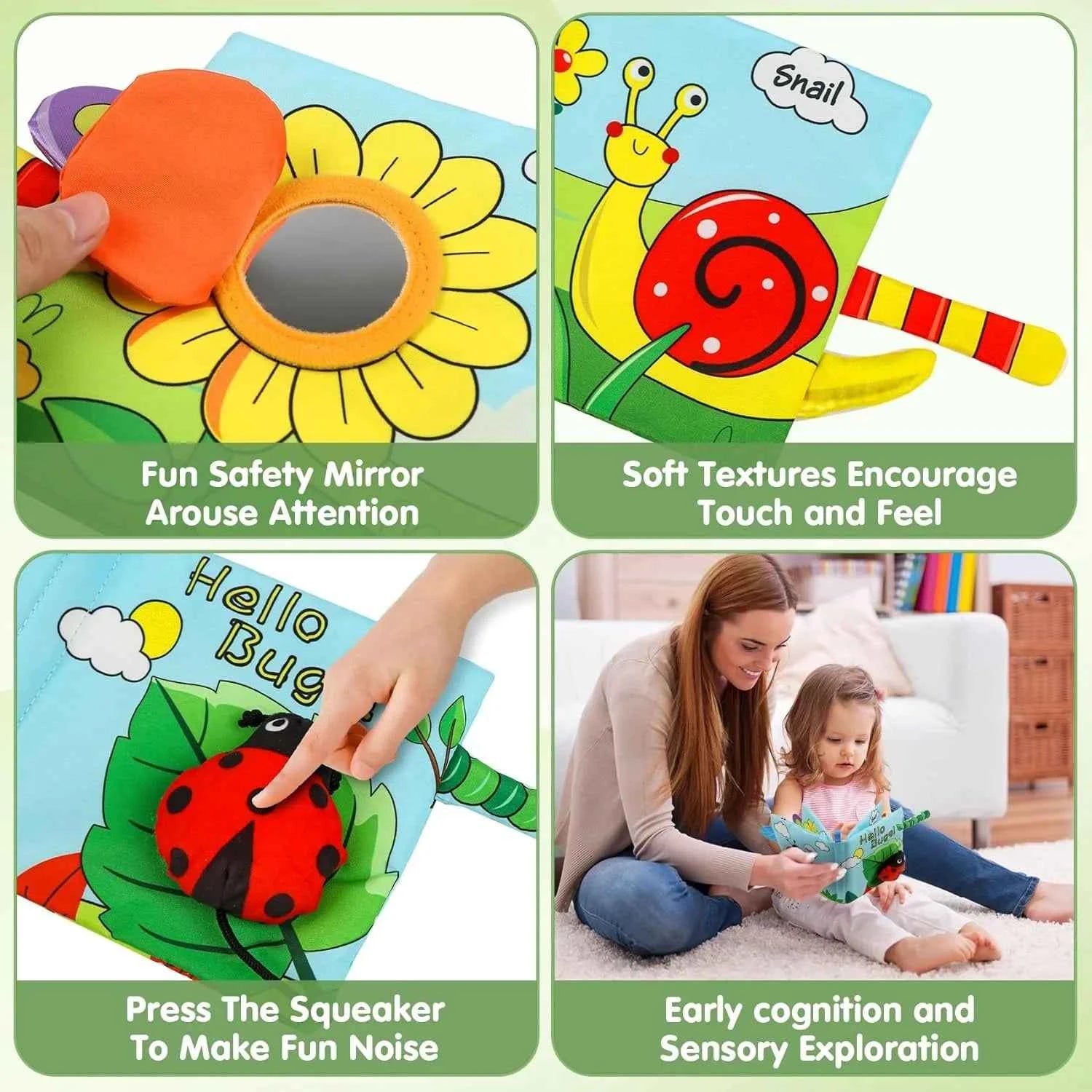 Cloth Early Learning Soft Crinkle Book - Babies 0-2