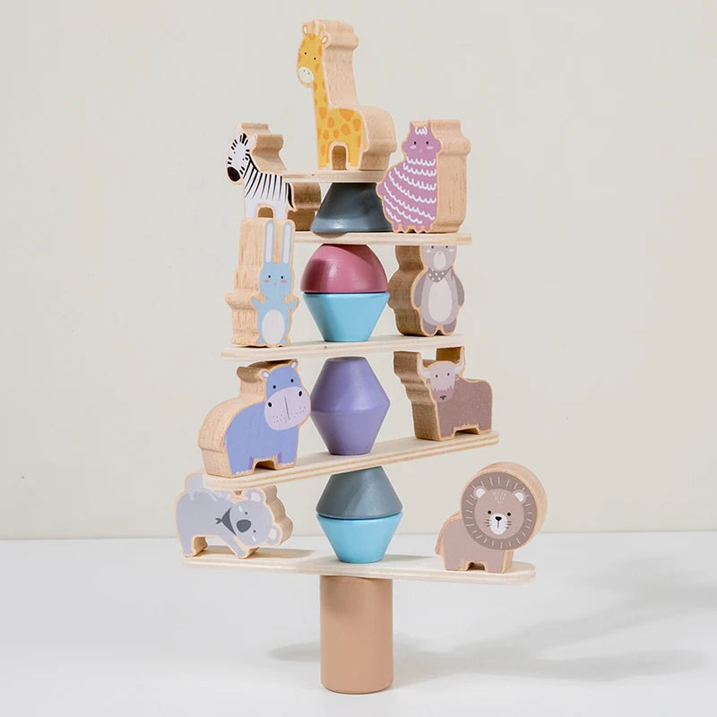 Wooden Animal Balance Blocks – Montessori Stacking Toy - Lulliyo