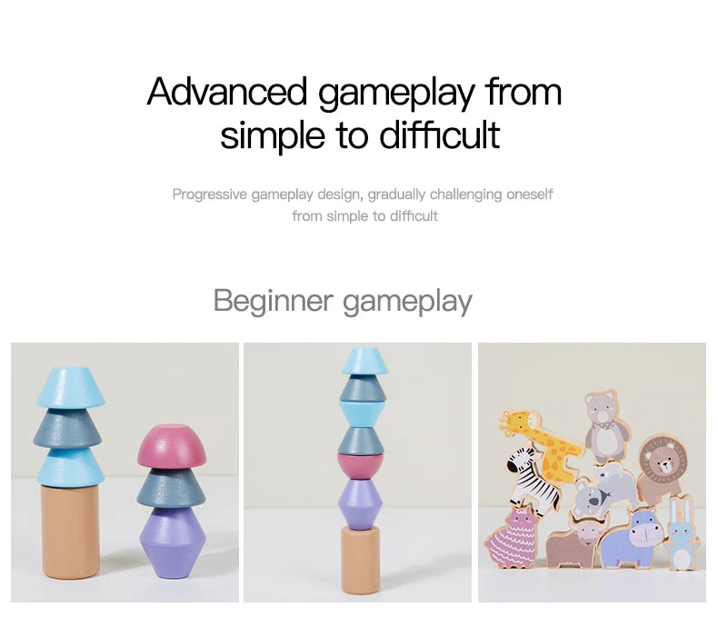 Wooden Animal Balance Blocks – Montessori Stacking Toy - Lulliyo