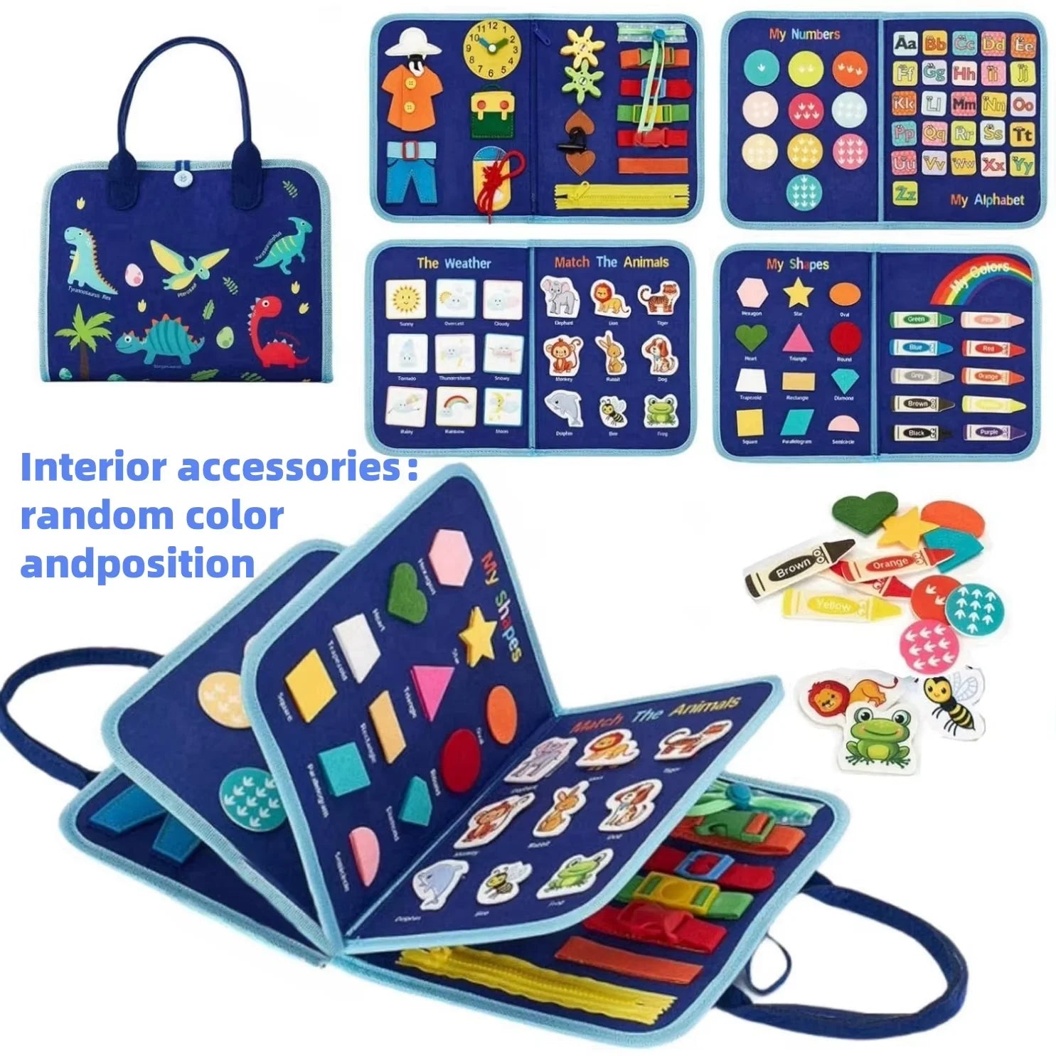Montessori Cloth Busy Board Toy – Travel Fine Motor Play - Lulliyo