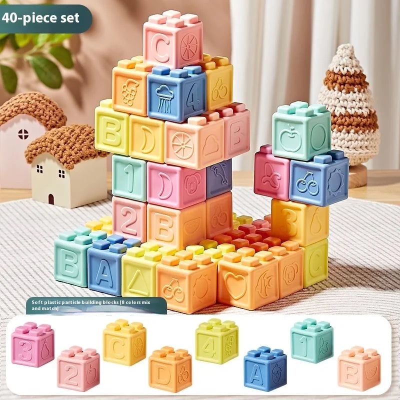 Soft Silicone Baby Building Blocks & Sensory Balls - Lulliyo