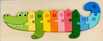 Wooden 3D Animal Number Puzzle – Montessori Learning Toy - Lulliyo