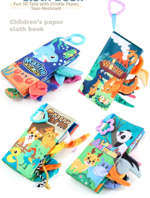 Lulliyo Baby Sensory Cloth Books Set – Soft Crinkle Books for Babies 6+ Months - Lulliyo