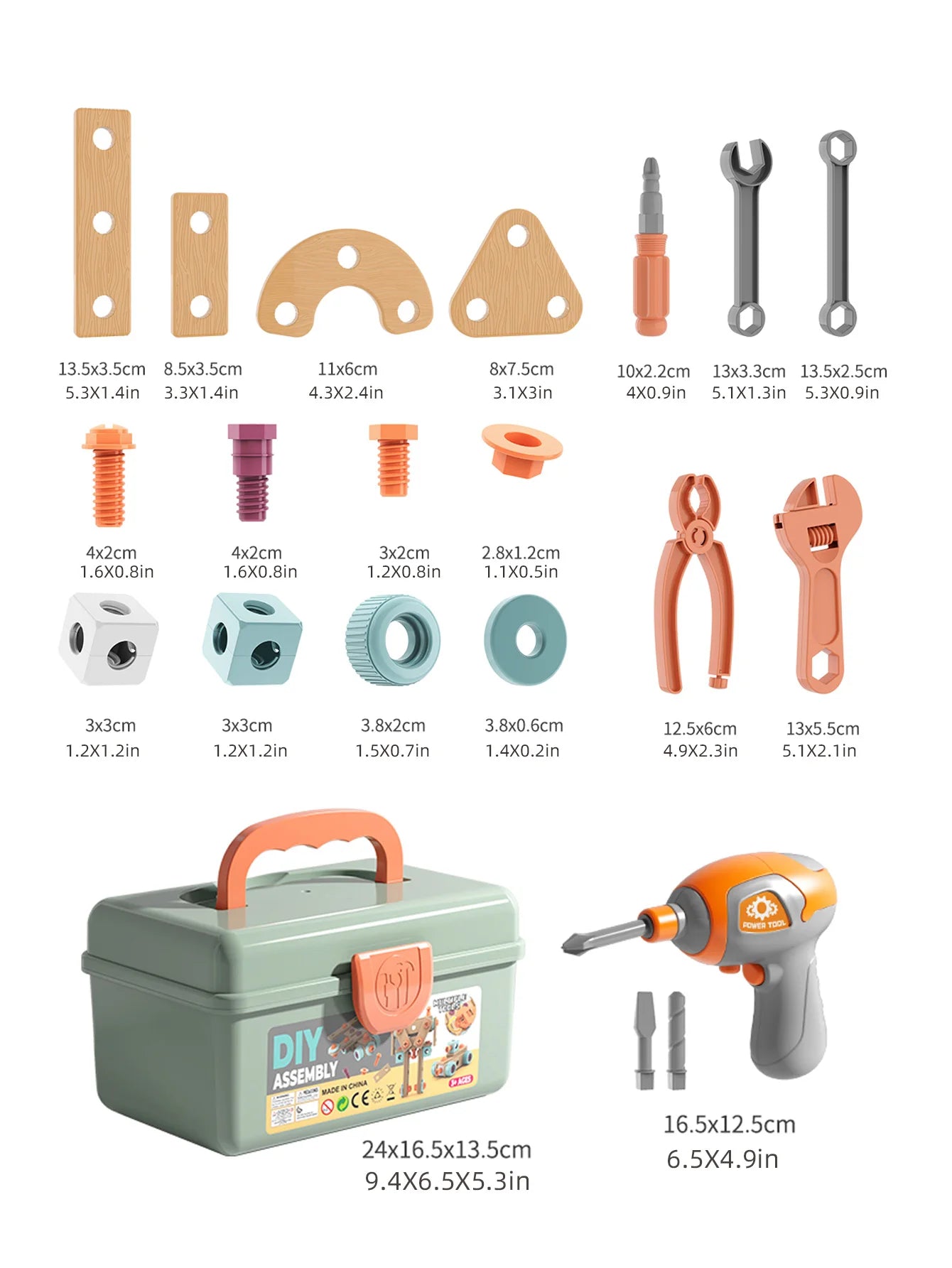 Kids Pretend Play Construction Tool Set With Drill - Lulliyo