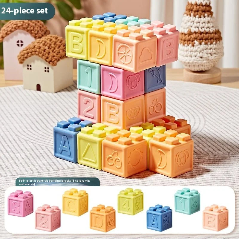 Soft Silicone Baby Building Blocks & Sensory Balls - Lulliyo