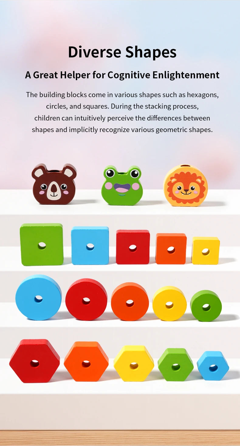 Wooden Rainbow Animal Stacking Toy – Montessori Learning - Lulliyo