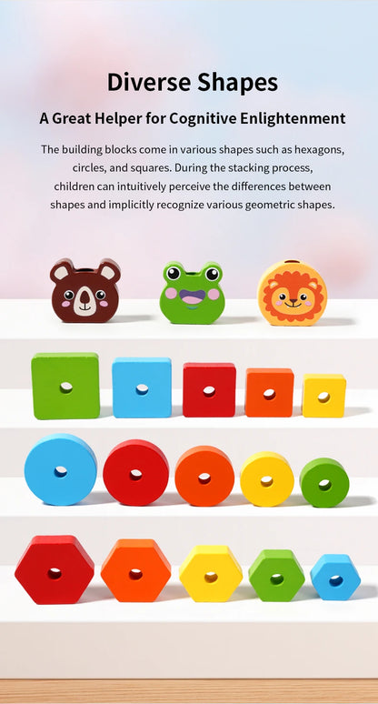 Wooden Rainbow Animal Stacking Toy – Montessori Learning - Lulliyo