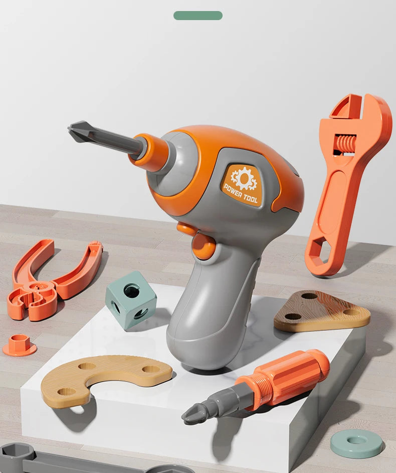 Kids Pretend Play Construction Tool Set With Drill - Lulliyo