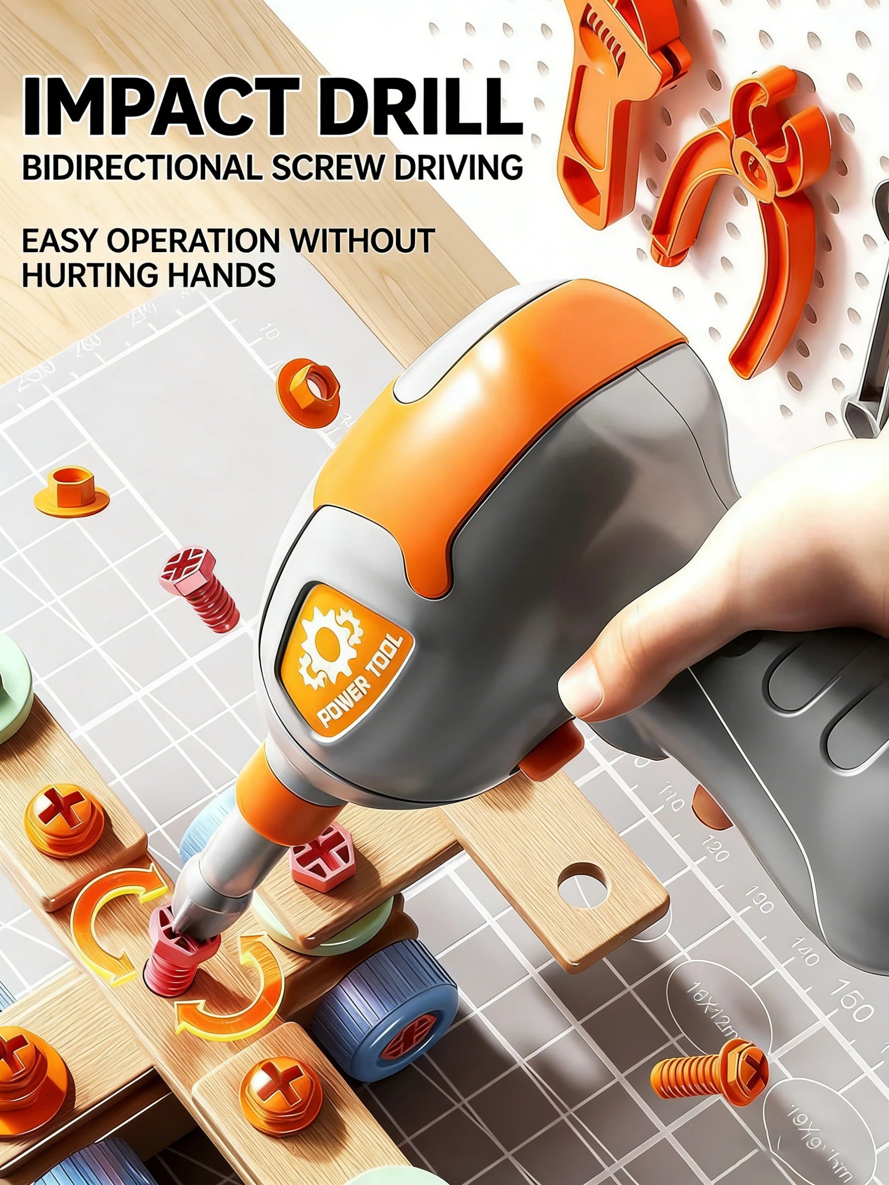 Kids Pretend Play Construction Tool Set With Drill - Lulliyo