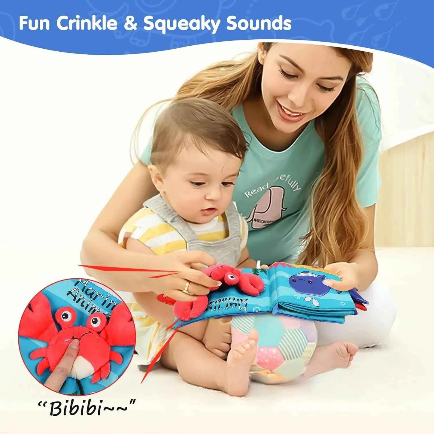 Cloth Early Learning Soft Crinkle Book - Babies 0-2