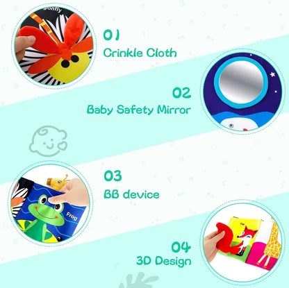 Cloth Early Learning Soft Crinkle Book - Babies 0-2