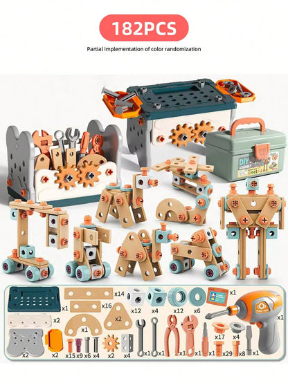 Kids Pretend Play Construction Tool Set With Drill - Lulliyo