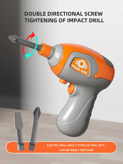 Kids Pretend Play Construction Tool Set With Drill - Lulliyo