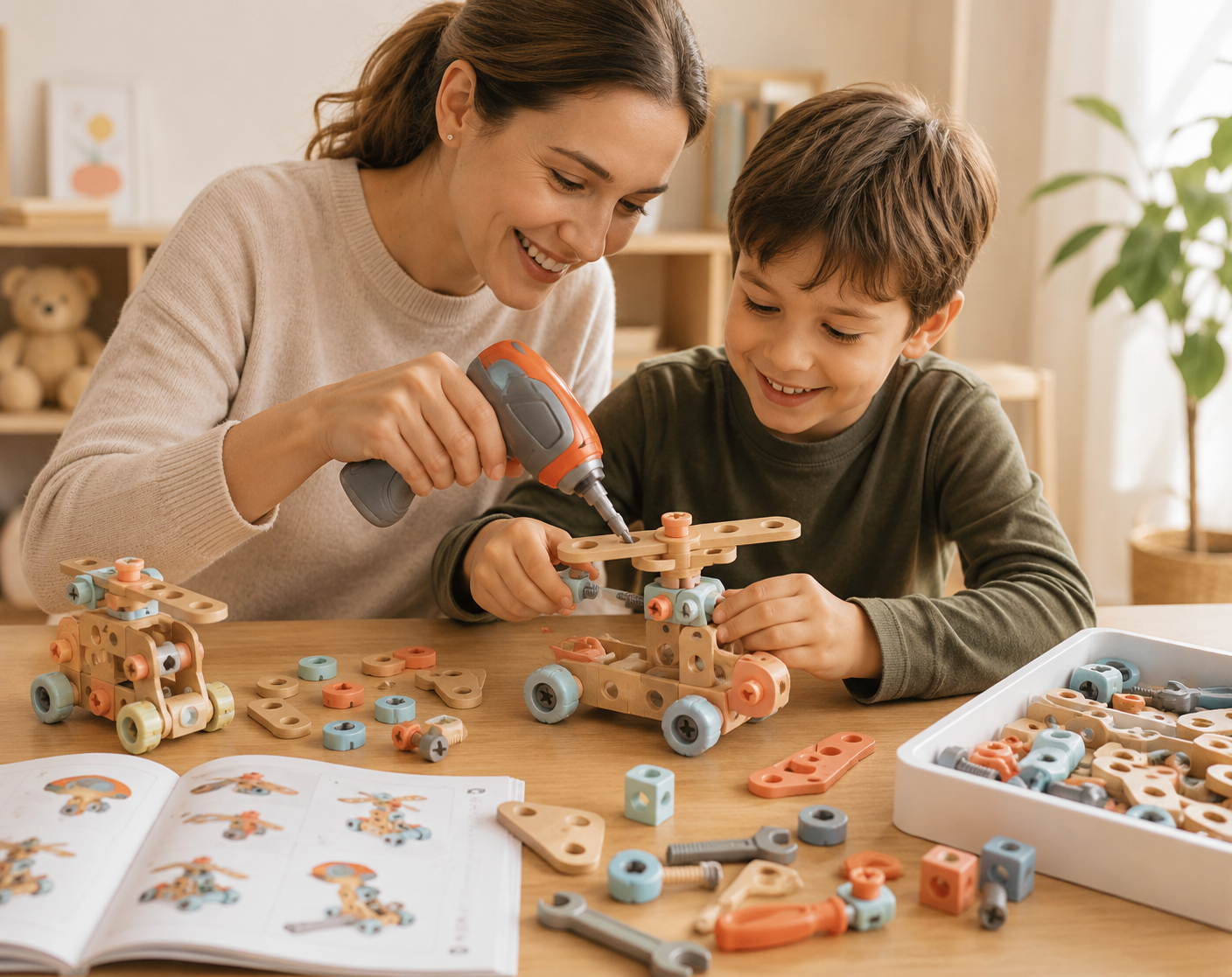 Kids Pretend Play Construction Tool Set With Drill - Lulliyo