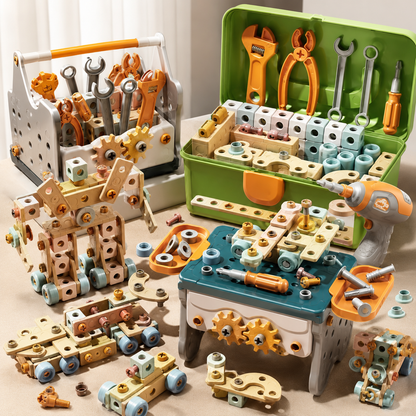 Kids Pretend Play Construction Tool Set With Drill - Lulliyo