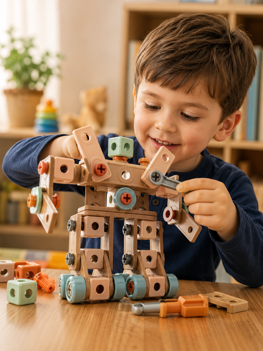 Kids Pretend Play Construction Tool Set With Drill - Lulliyo Lulliyo