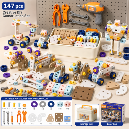 Kids STEM Construction Tool Kit With Nuts & Bolts - Lulliyo
