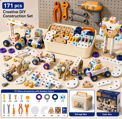 Kids STEM Construction Tool Kit With Nuts & Bolts - Lulliyo
