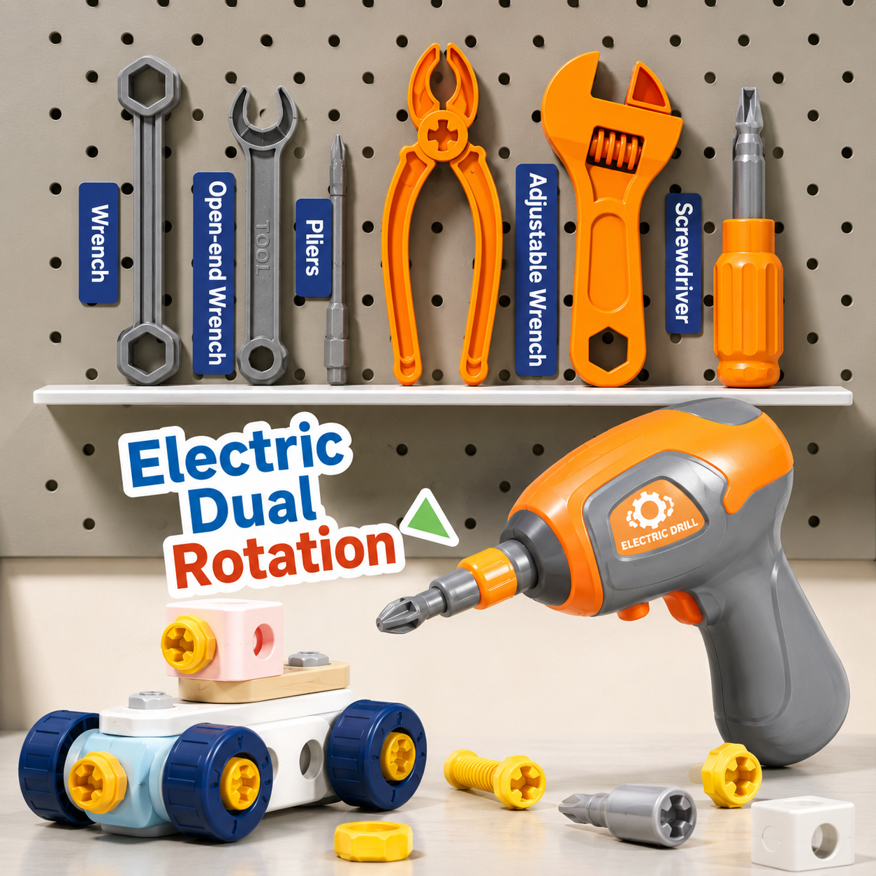 Kids STEM Construction Tool Kit With Nuts & Bolts - Lulliyo