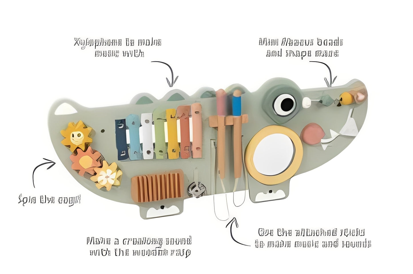 Crocodile Wall Activity Board – Musical Sensory Panel - Lulliyo
