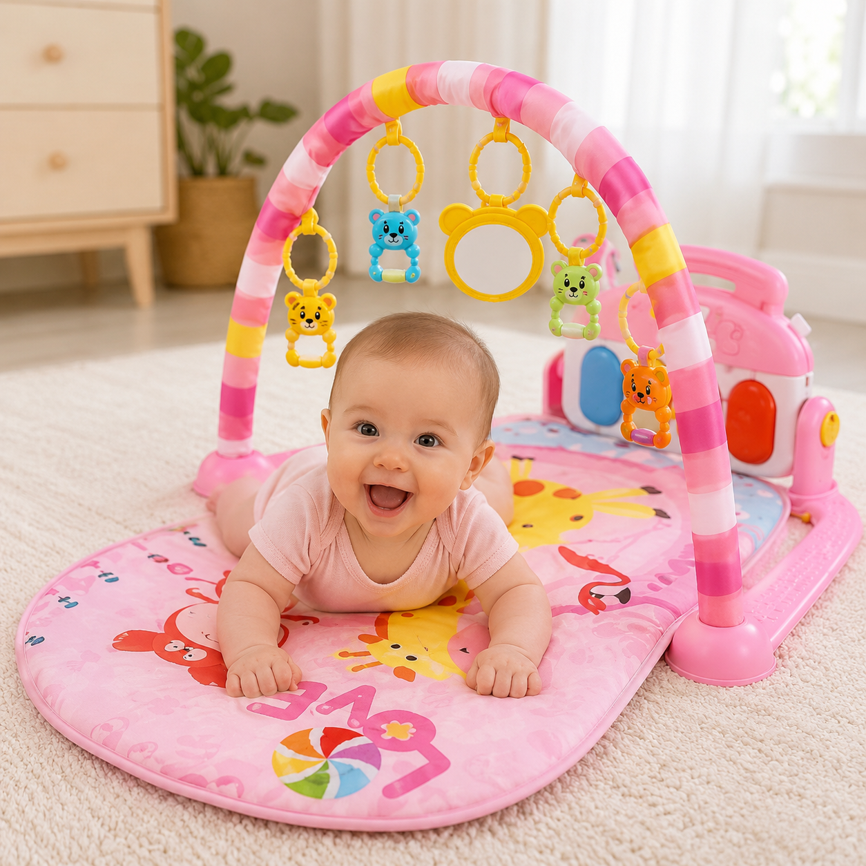 Musical Baby Play Gym Mat With Kick Piano - Lulliyo