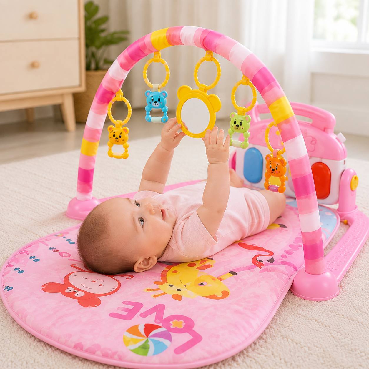 Musical Baby Play Gym Mat With Kick Piano - Lulliyo