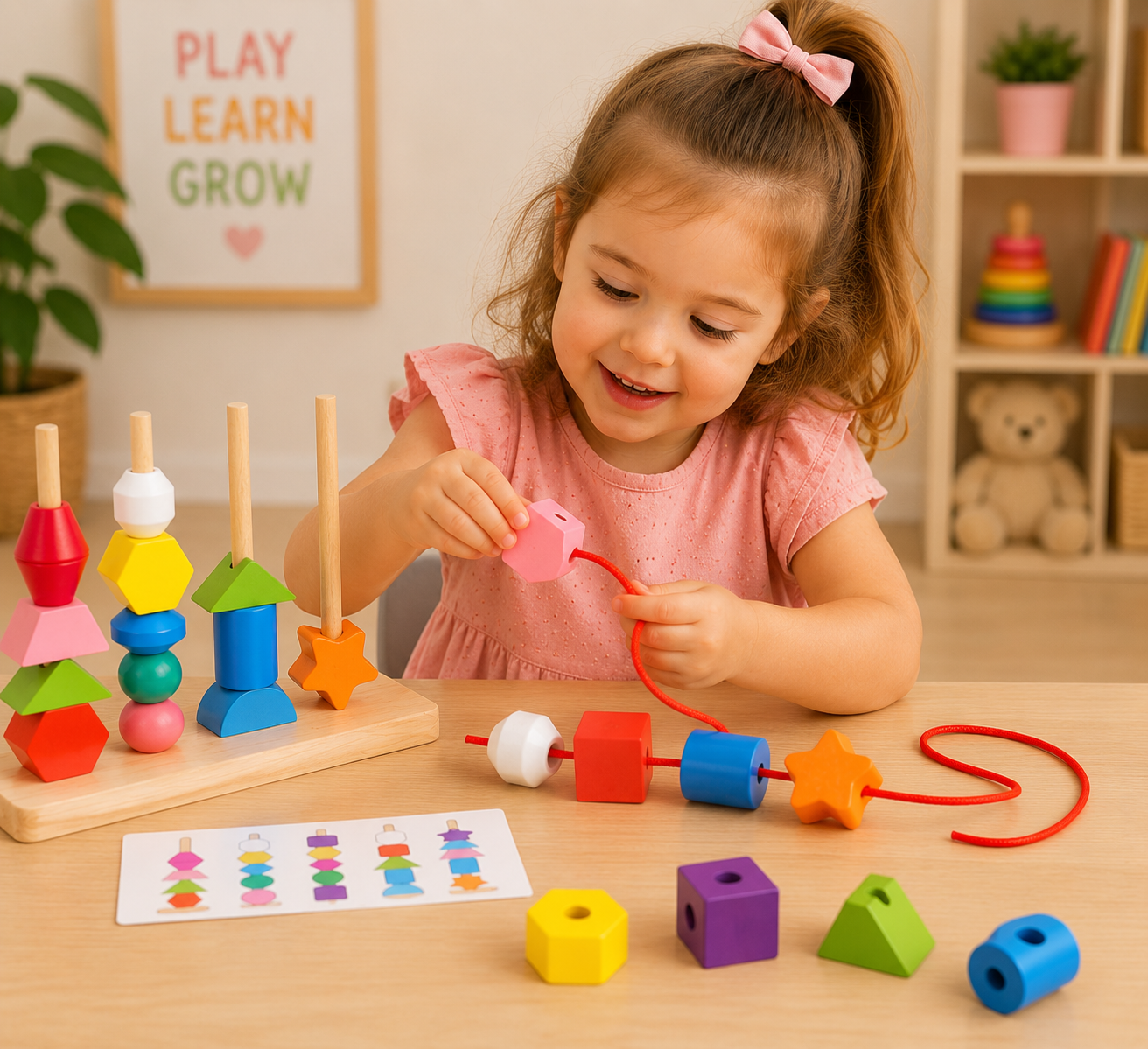 Montessori Wooden Shape & Color Sorting Board Toy - Lulliyo