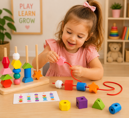 Montessori Wooden Shape & Color Sorting Board Toy - Lulliyo