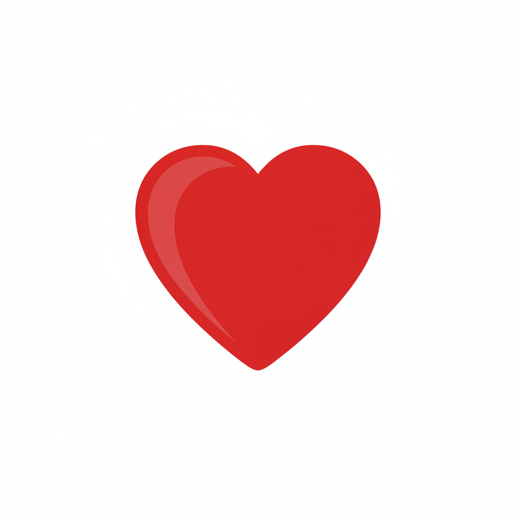 A simple red heart icon centered on a plain white background.