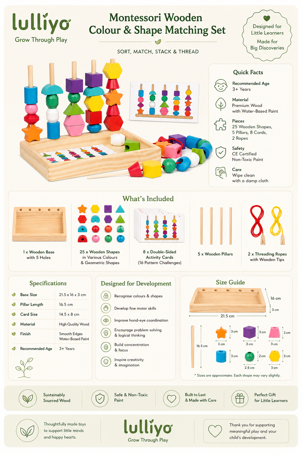 Montessori Wooden Color & Shape Sorting Puzzle